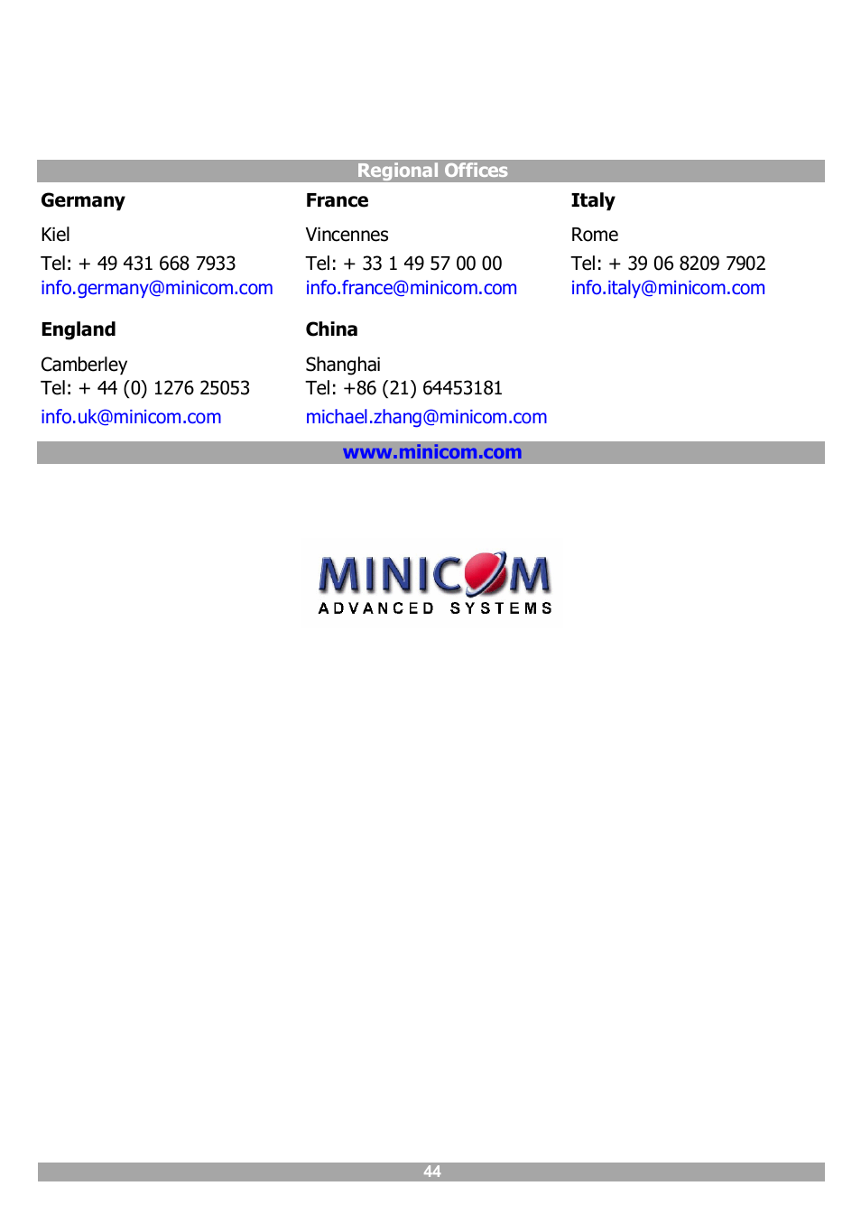 Minicom Advanced Systems Smart CAT5 User Manual | Page 45 / 45