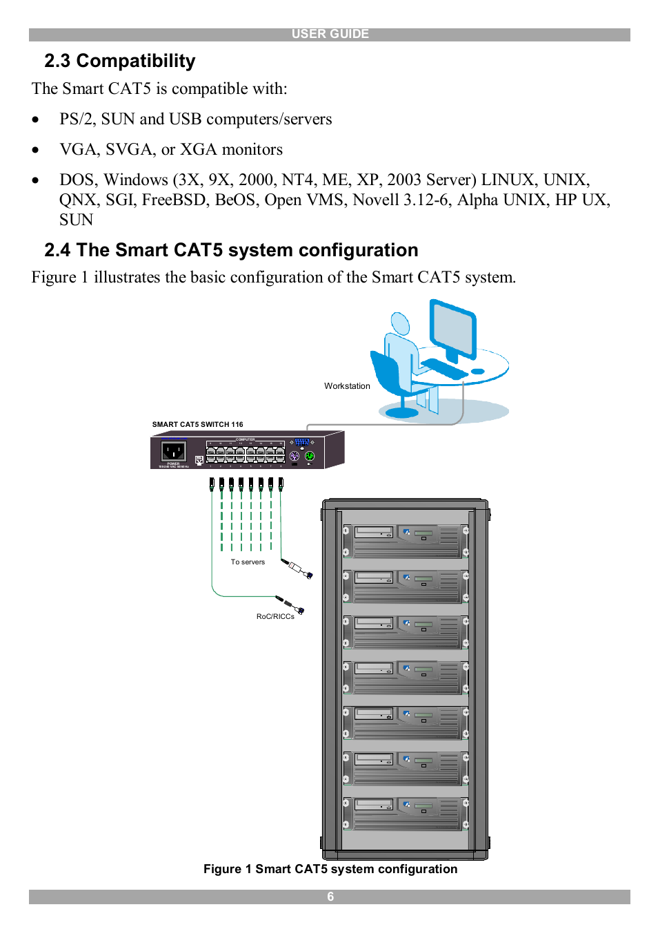 3 compatibility, 4 the smart cat5 system configuration, User guide 6 | Figure 1 smart cat5 system configuration | Minicom Advanced Systems Smart CAT5 User Manual | Page 7 / 45