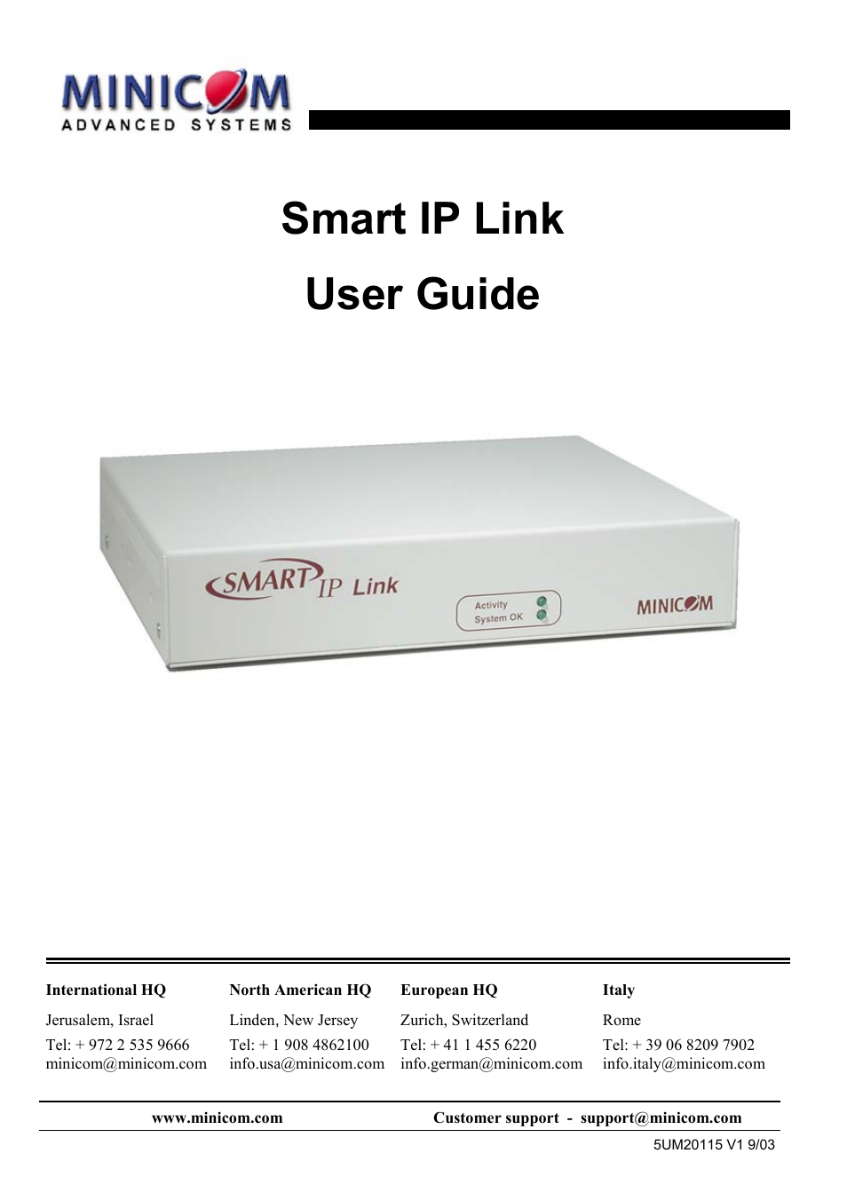 Minicom Advanced Systems RJ-45 User Manual | 43 pages