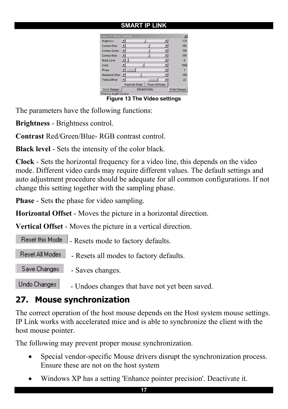 Mouse synchronization | Minicom Advanced Systems RJ-45 User Manual | Page 18 / 43