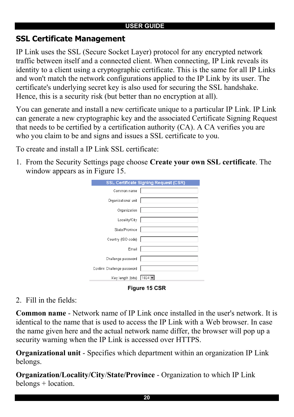 Ssl certificate management | Minicom Advanced Systems RJ-45 User Manual | Page 21 / 43