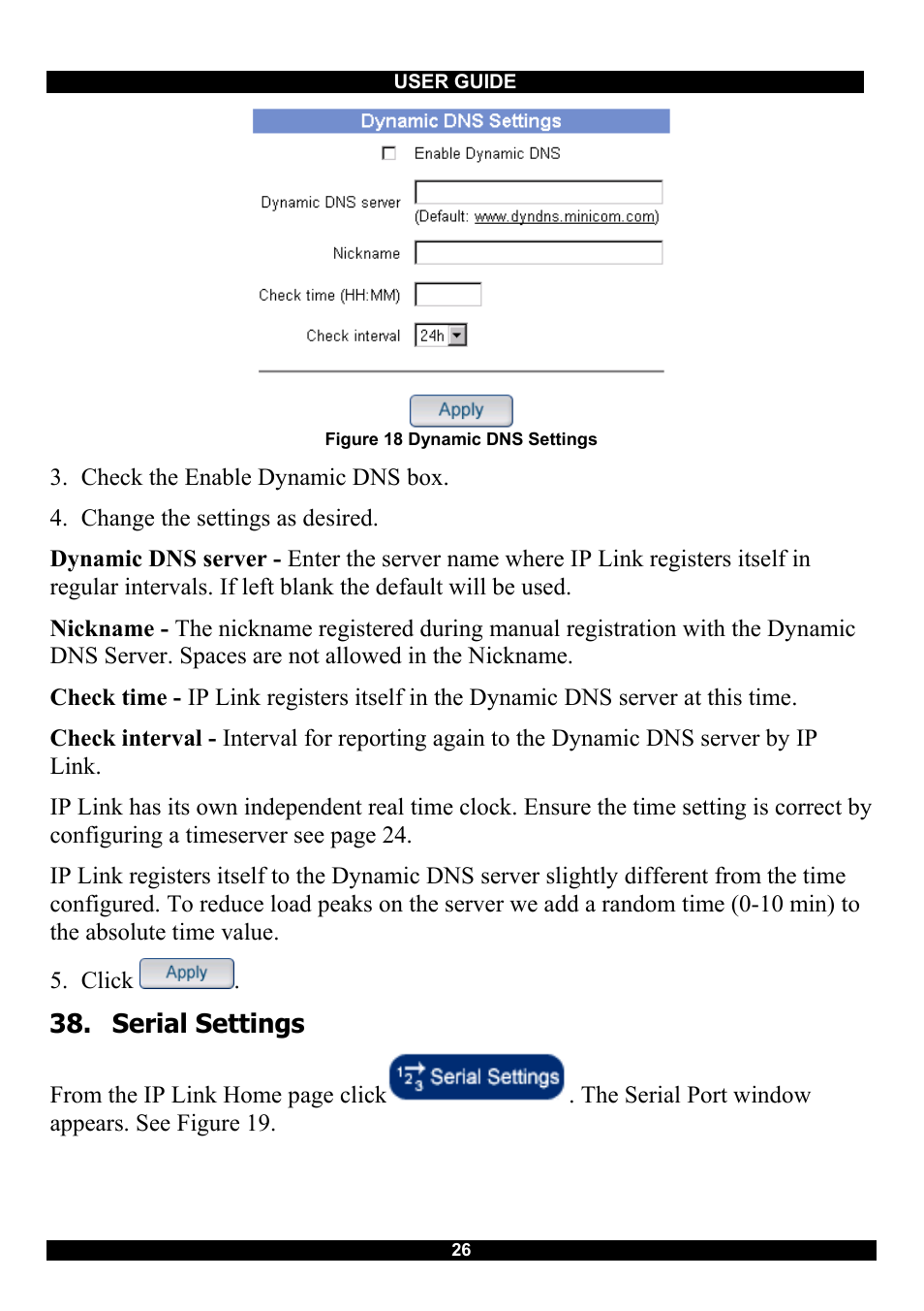 Serial settings | Minicom Advanced Systems RJ-45 User Manual | Page 27 / 43