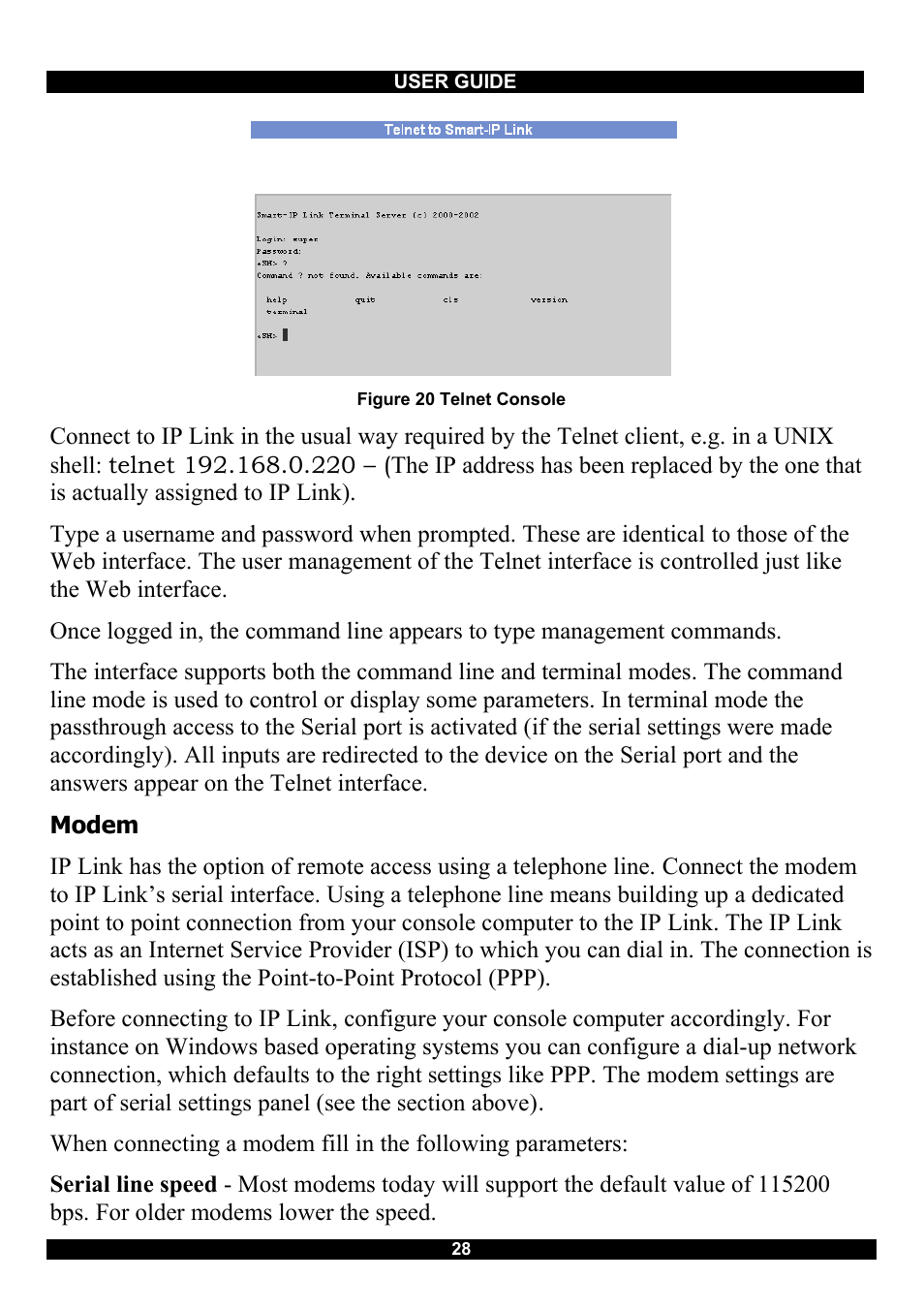 Modem | Minicom Advanced Systems RJ-45 User Manual | Page 29 / 43