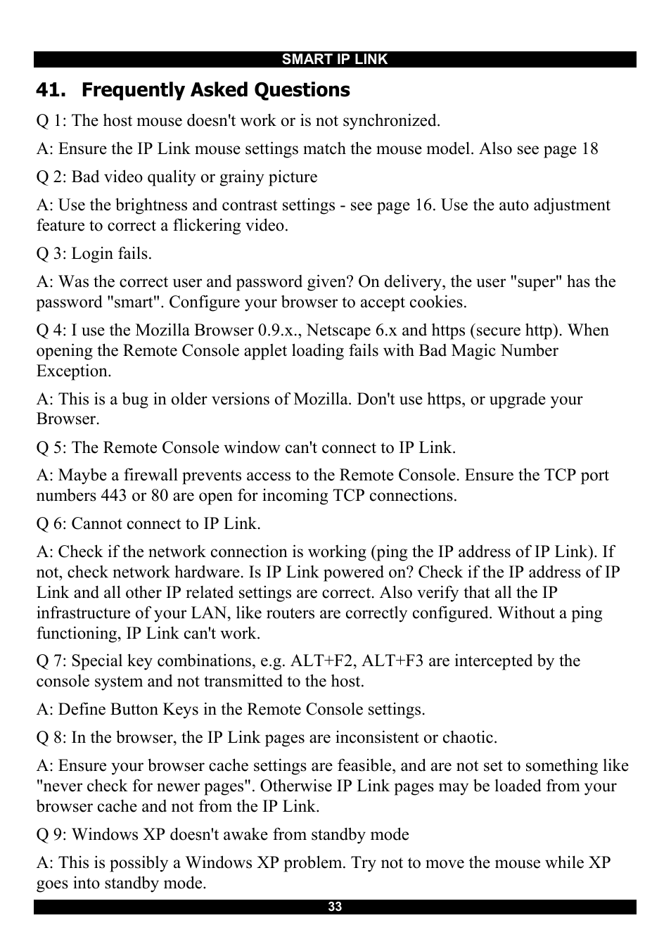 Frequently asked questions | Minicom Advanced Systems RJ-45 User Manual | Page 34 / 43