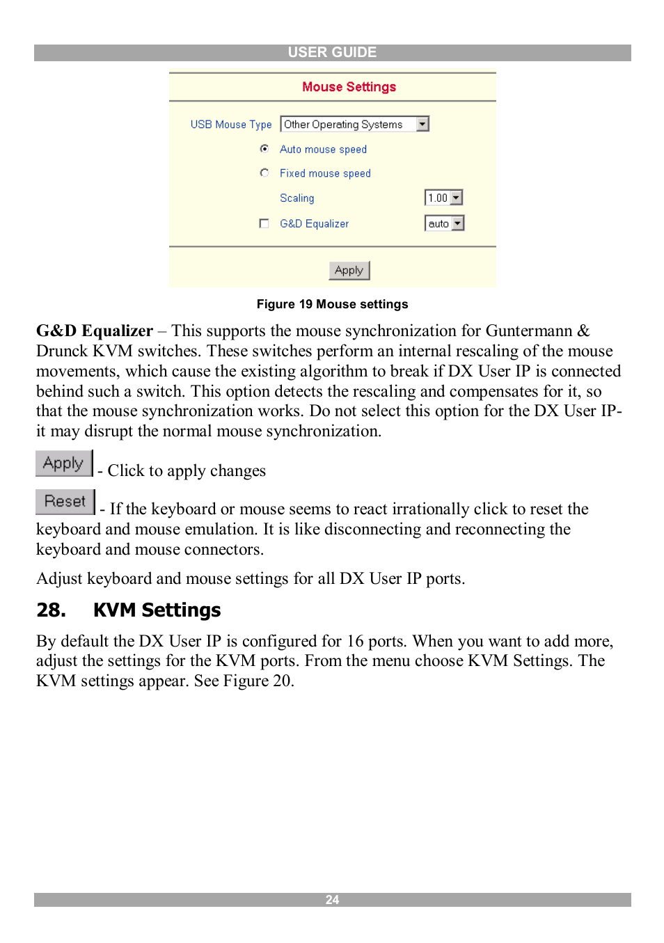 Kvm settings | Minicom Advanced Systems DX User IP User Manual | Page 25 / 72