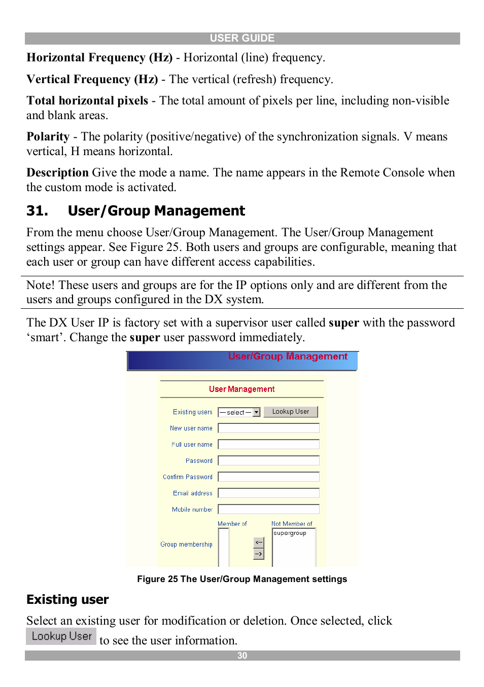 User/group management | Minicom Advanced Systems DX User IP User Manual | Page 31 / 72
