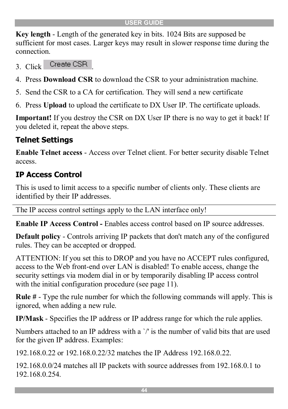 Minicom Advanced Systems DX User IP User Manual | Page 45 / 72