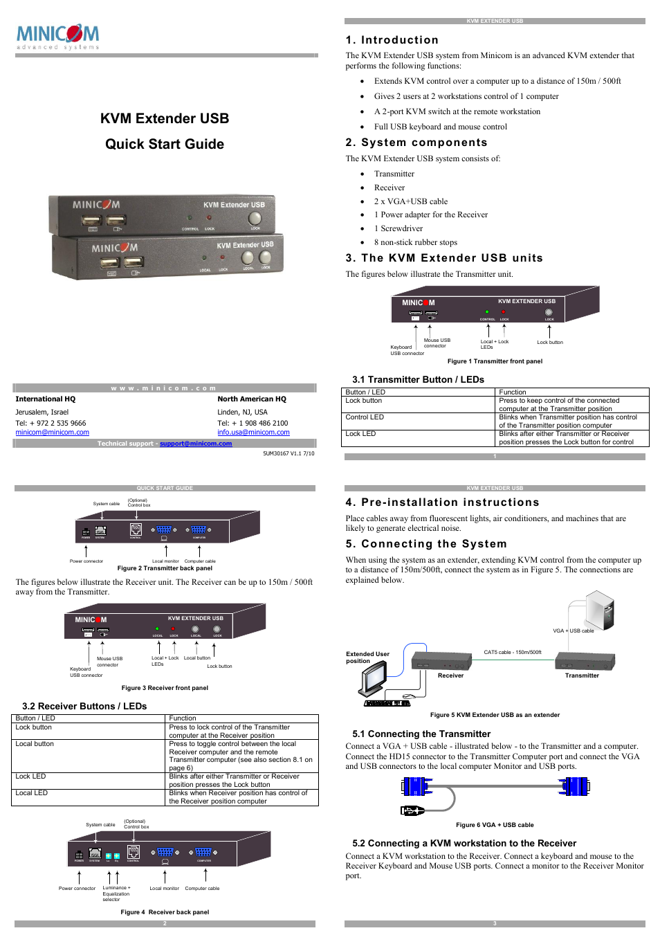 Minicom Advanced Systems KVM EXTENDER USB 5UM30167 User Manual | 2 pages