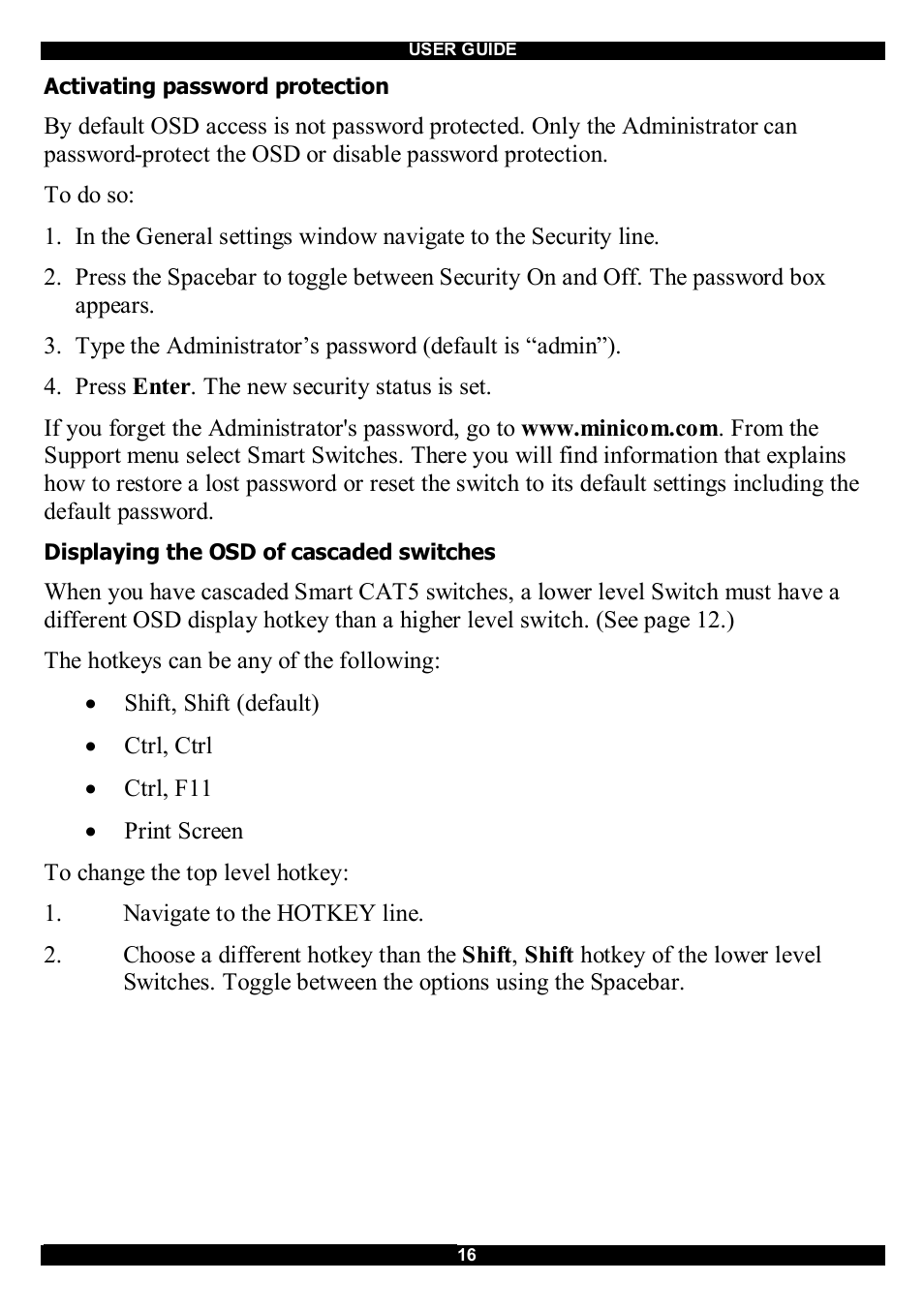 Minicom Advanced Systems CAT5 User Manual | Page 17 / 40