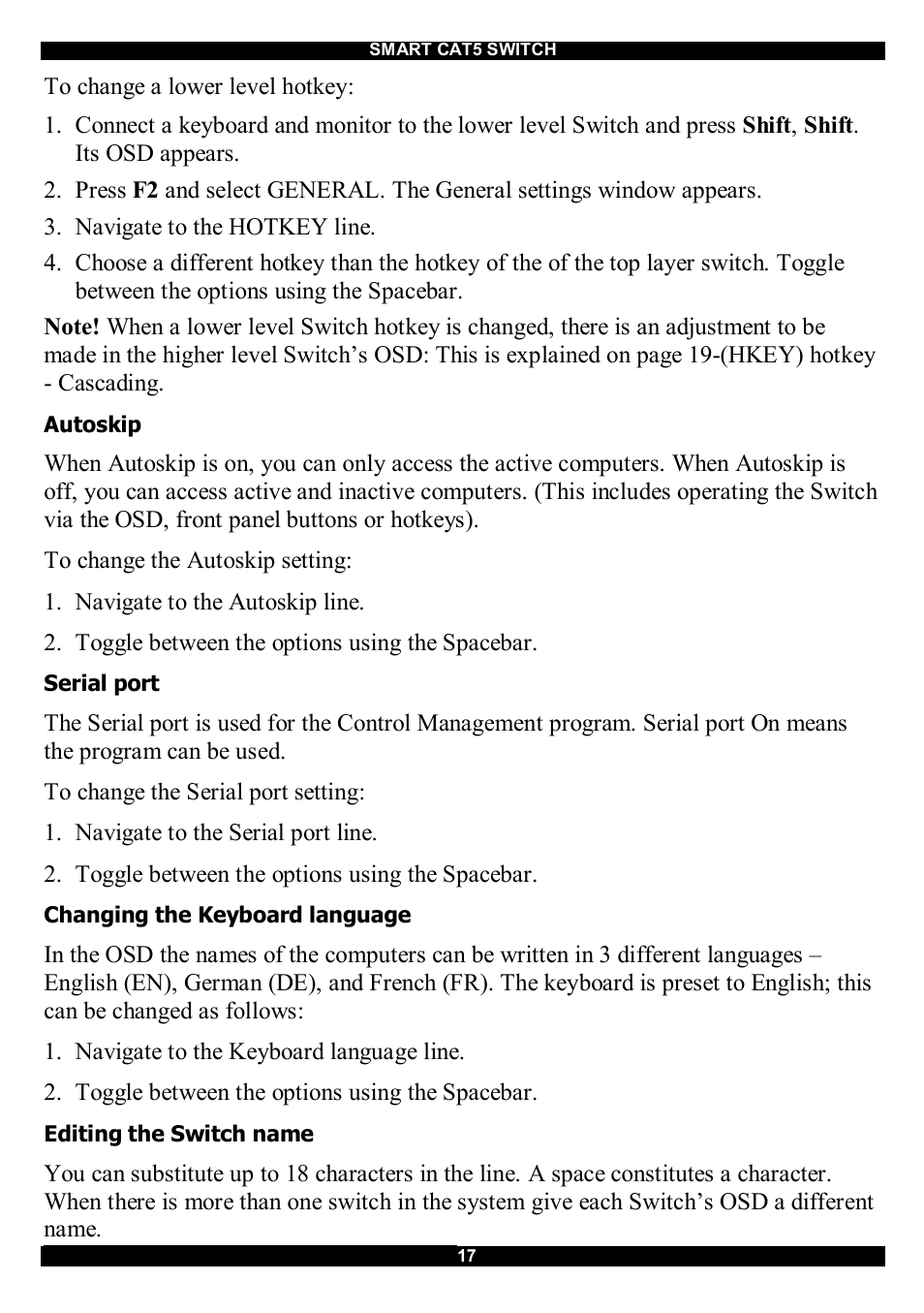 Minicom Advanced Systems CAT5 User Manual | Page 18 / 40