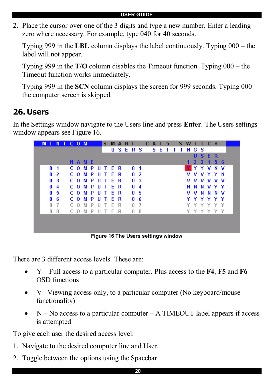 Users | Minicom Advanced Systems CAT5 User Manual | Page 21 / 40