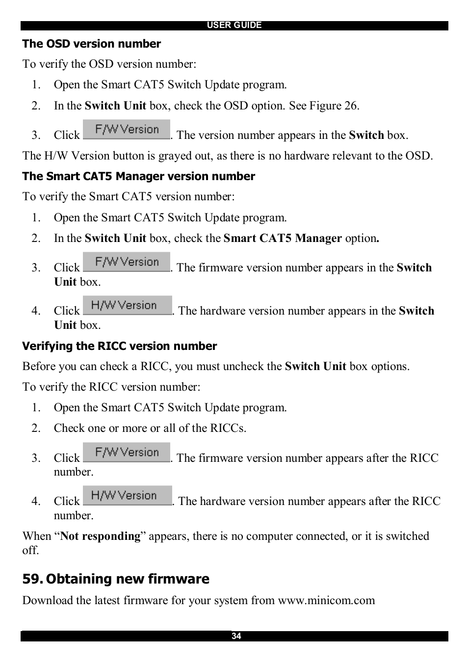 Obtaining new firmware | Minicom Advanced Systems CAT5 User Manual | Page 35 / 40