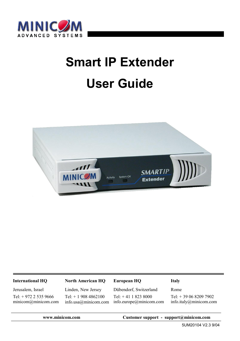 Minicom Advanced Systems Smart IP Extender User Manual | 68 pages