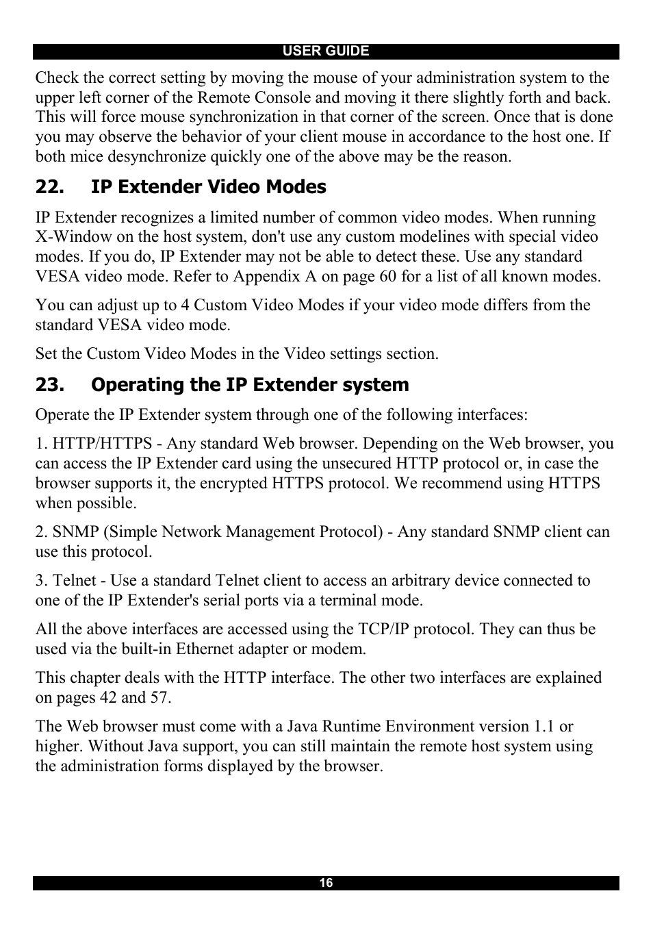 Ip extender video modes, Operating the ip extender system | Minicom Advanced Systems Smart IP Extender User Manual | Page 17 / 68