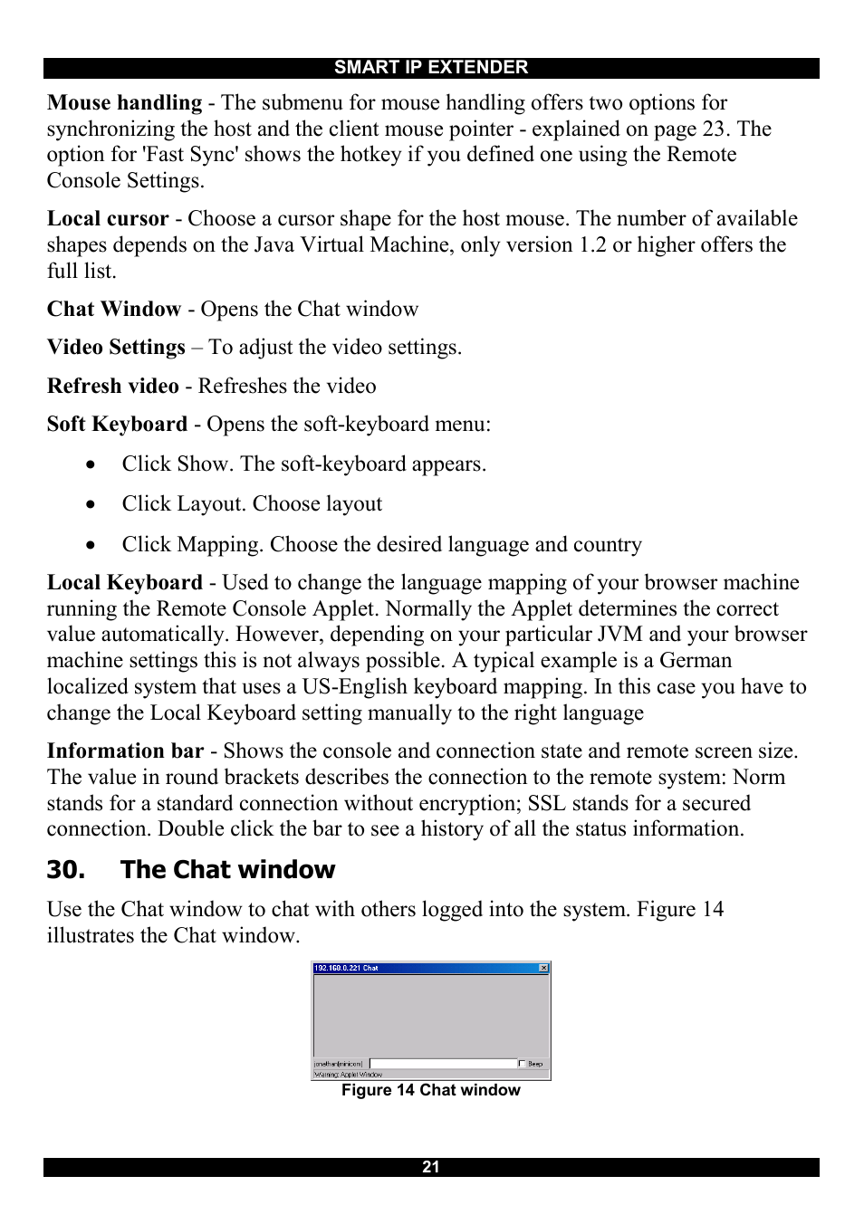 The chat window | Minicom Advanced Systems Smart IP Extender User Manual | Page 22 / 68