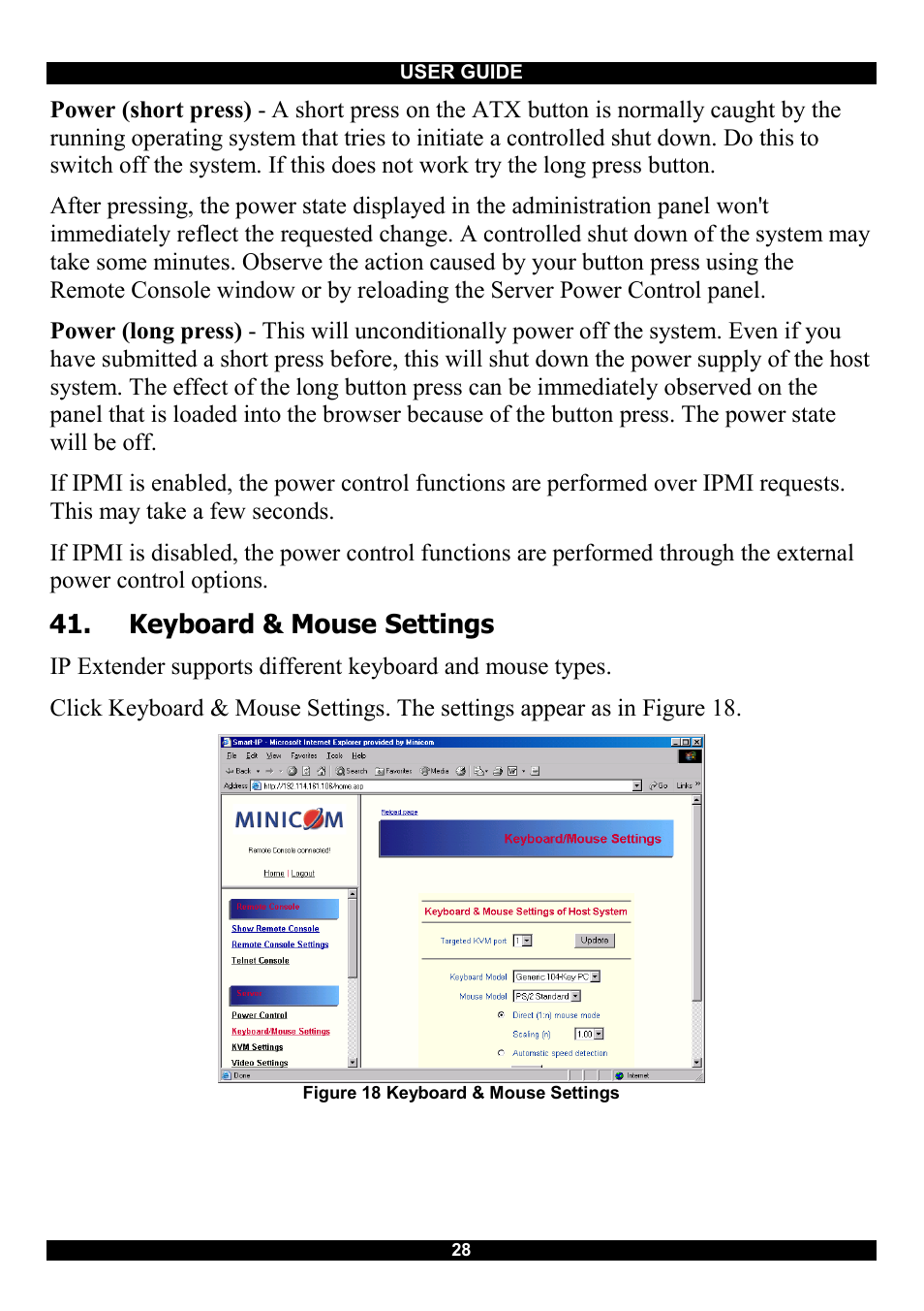 Keyboard & mouse settings | Minicom Advanced Systems Smart IP Extender User Manual | Page 29 / 68