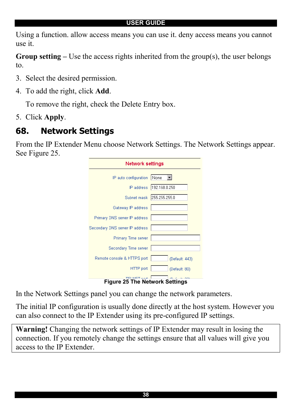 Network settings | Minicom Advanced Systems Smart IP Extender User Manual | Page 39 / 68