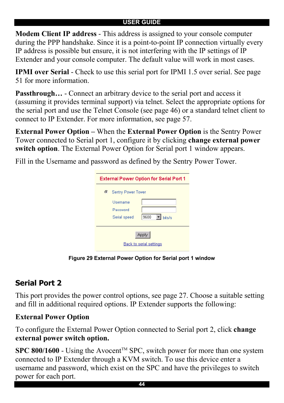 Serial port 2 | Minicom Advanced Systems Smart IP Extender User Manual | Page 45 / 68