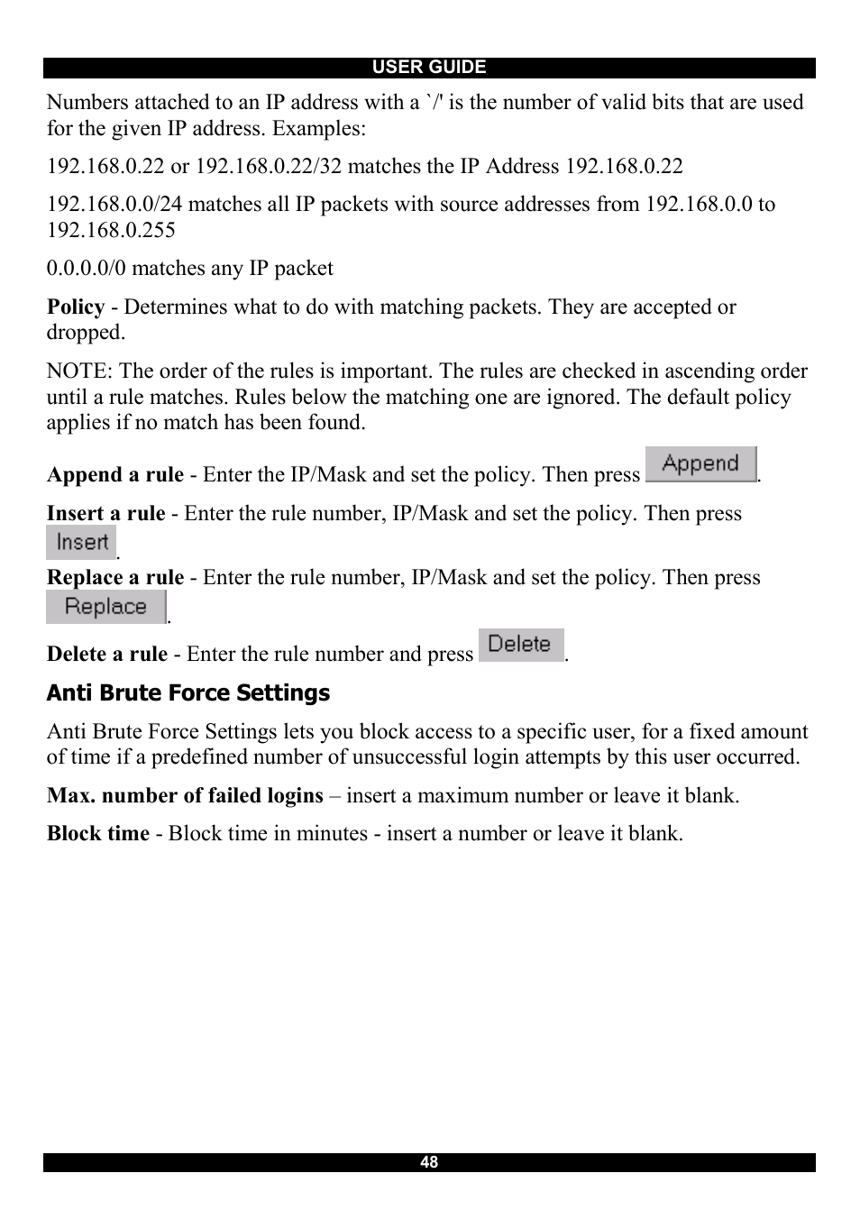 Anti brute force settings | Minicom Advanced Systems Smart IP Extender User Manual | Page 49 / 68