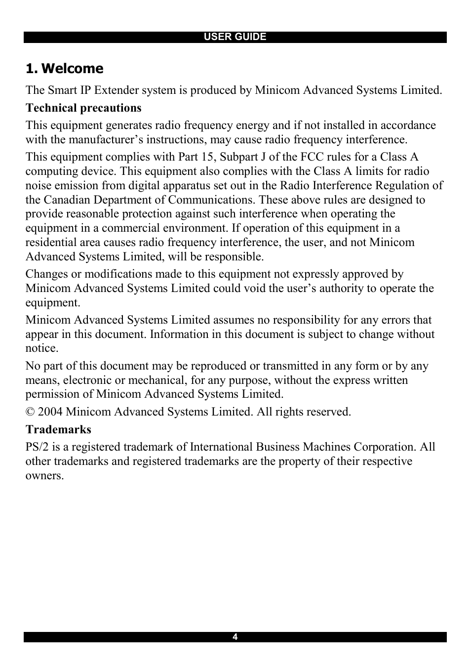 Welcome | Minicom Advanced Systems Smart IP Extender User Manual | Page 5 / 68