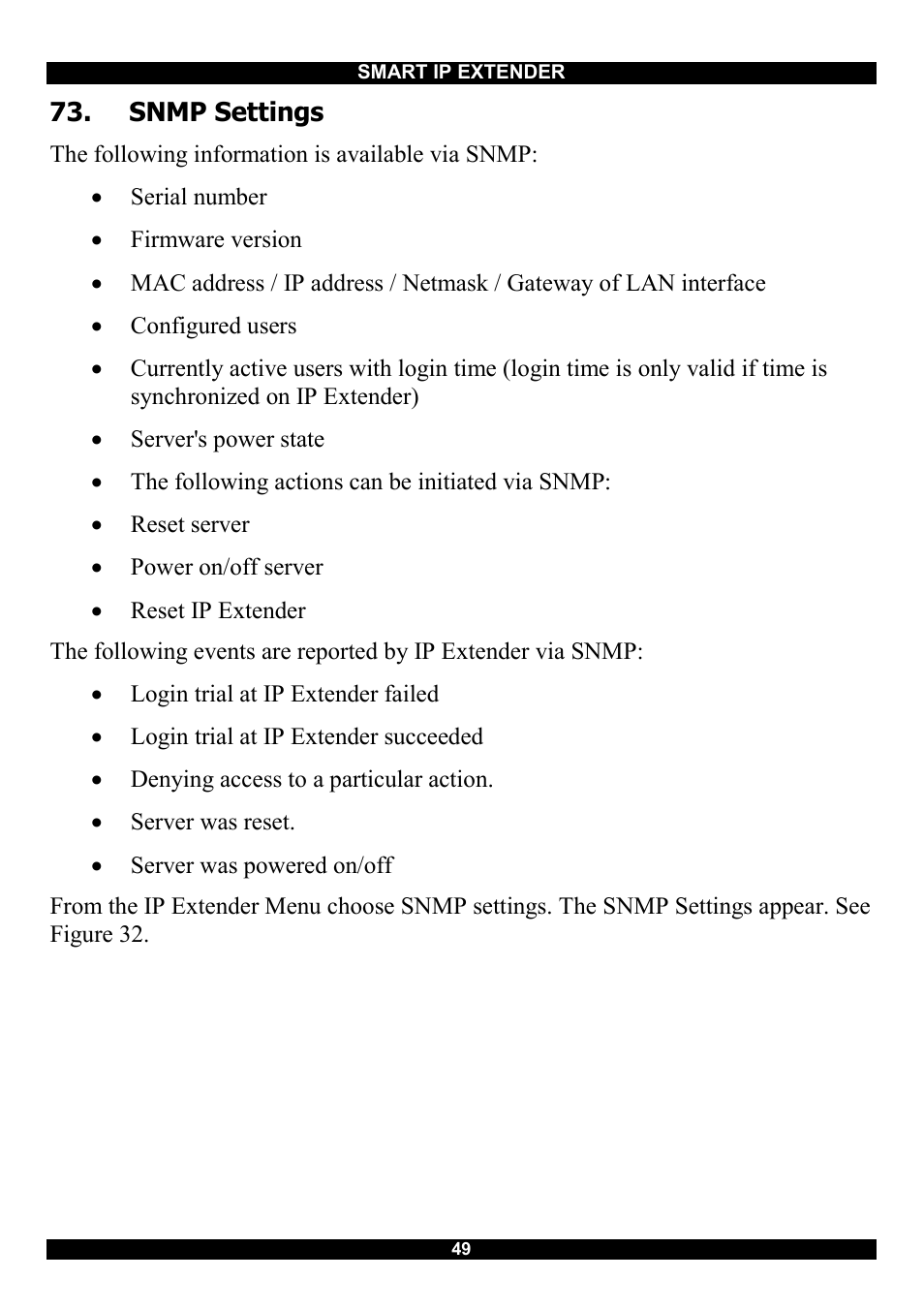 Snmp settings | Minicom Advanced Systems Smart IP Extender User Manual | Page 50 / 68