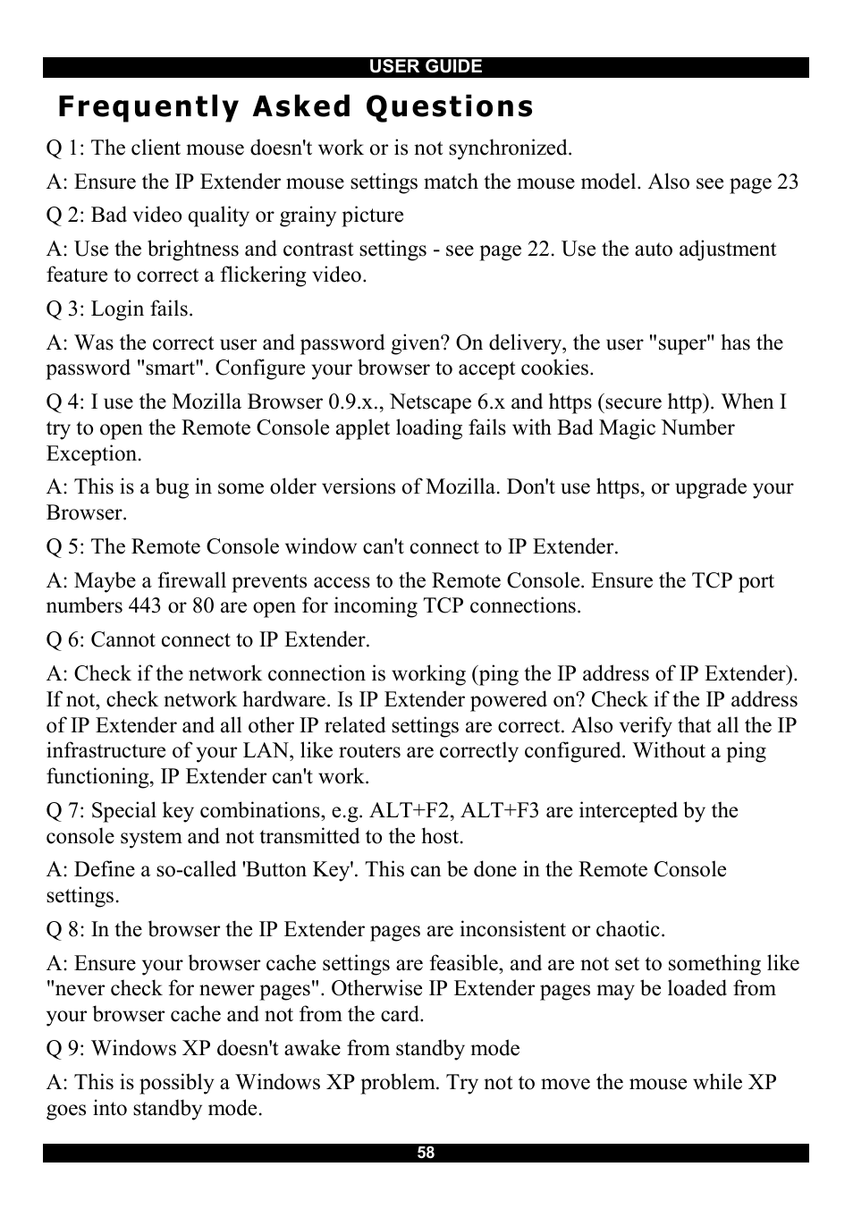 Frequently asked questions | Minicom Advanced Systems Smart IP Extender User Manual | Page 59 / 68
