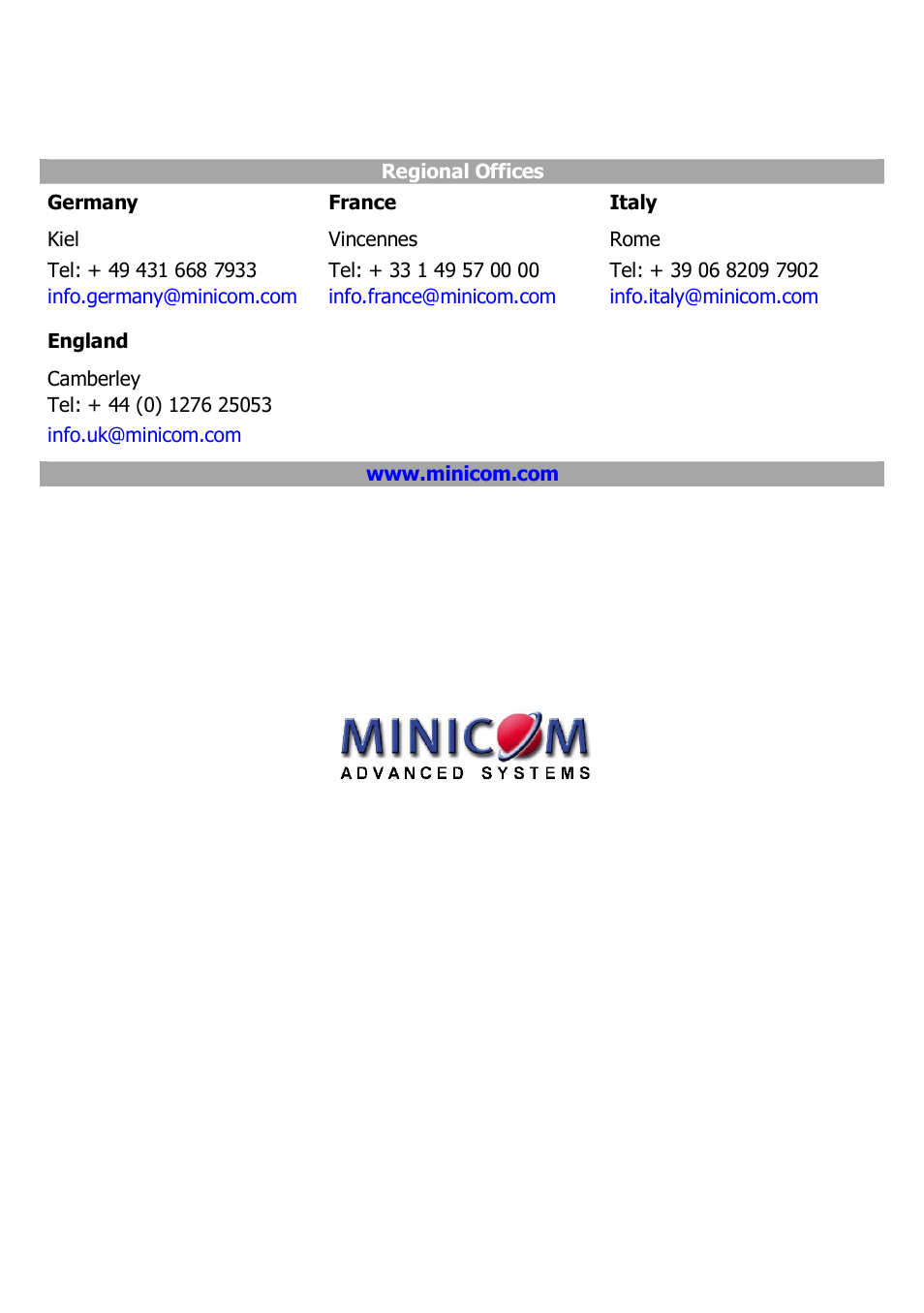 Minicom Advanced Systems 3000 User Manual | Page 32 / 33