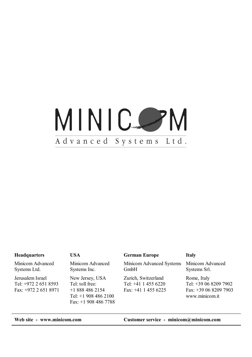 Minicom Advanced Systems 5UM40066 - V1 8/01 User Manual | Page 16 / 16