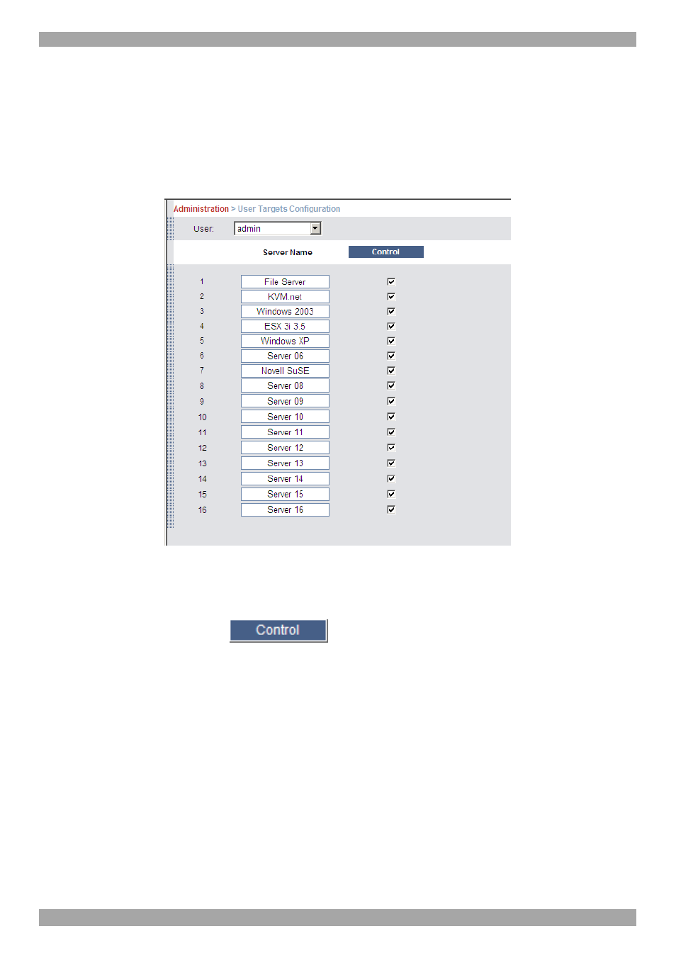Administration > user targets | Minicom Advanced Systems SMART 232 User Manual | Page 20 / 34