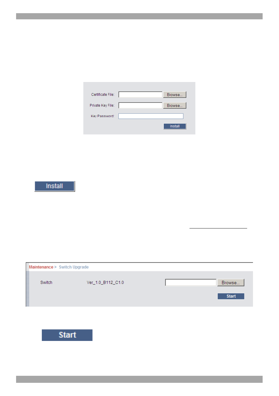 Security > ssl certificate, Maintenance > switch upgrade | Minicom Advanced Systems SMART 232 User Manual | Page 22 / 34