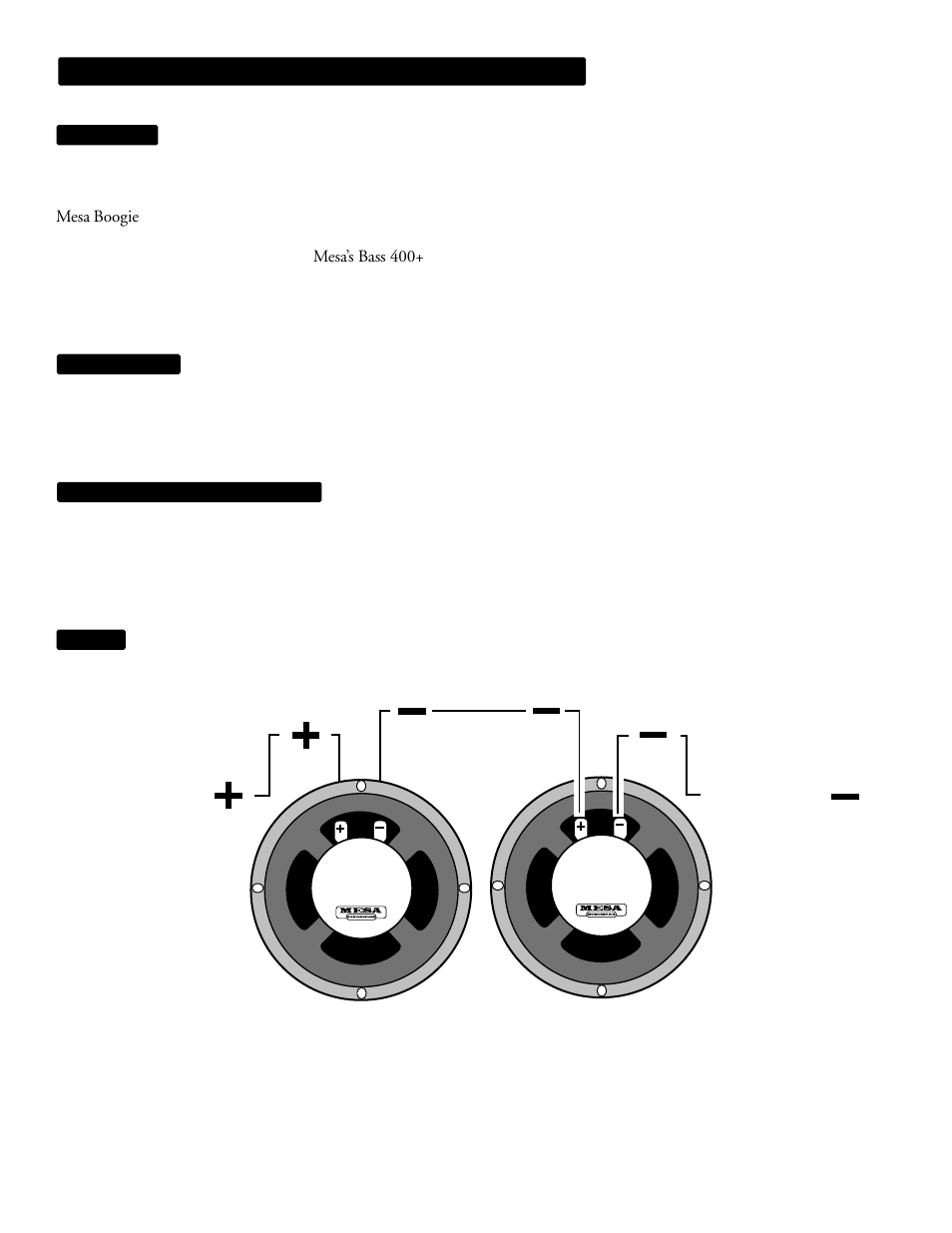 Speaker impedance matching & hook-up guide, Speaker a = 8 ohms speaker b = 8 ohms series, Positive = negative | Mesa/Boogie Nomad Amplifier 45 User Manual | Page 38 / 51