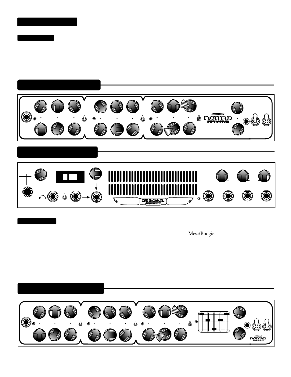 Front panel nomad 100, Front panel nomad 55 rear panel nomad 55, Overview | Continued), Page 3 | Mesa/Boogie Nomad Amplifier 45 User Manual | Page 7 / 51