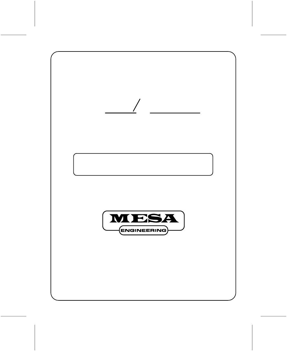 Back cover, Oogie | Mesa/Boogie M 2000 User Manual | Page 22 / 22