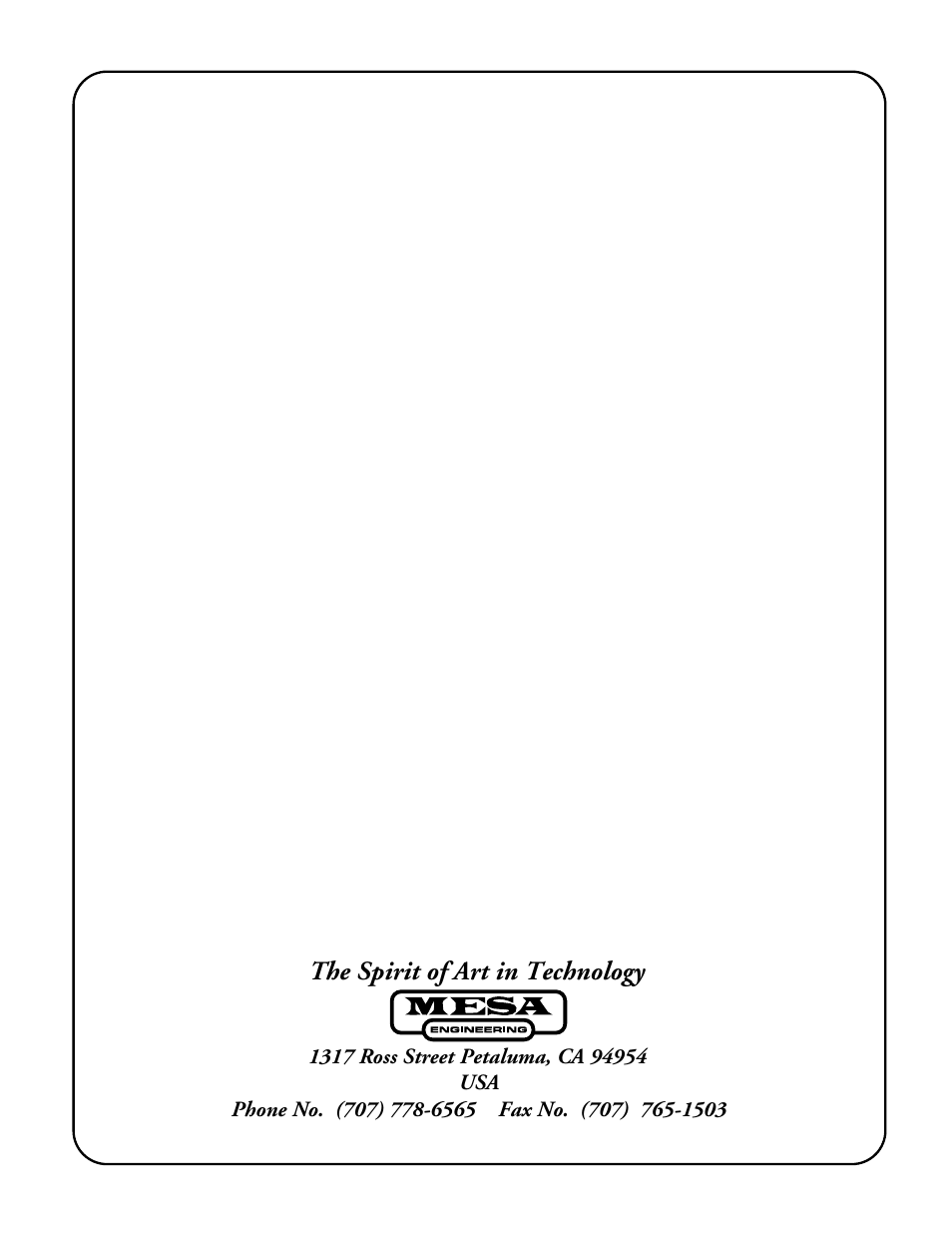 The spirit of art in technology | Mesa/Boogie F-30 User Manual | Page 34 / 34