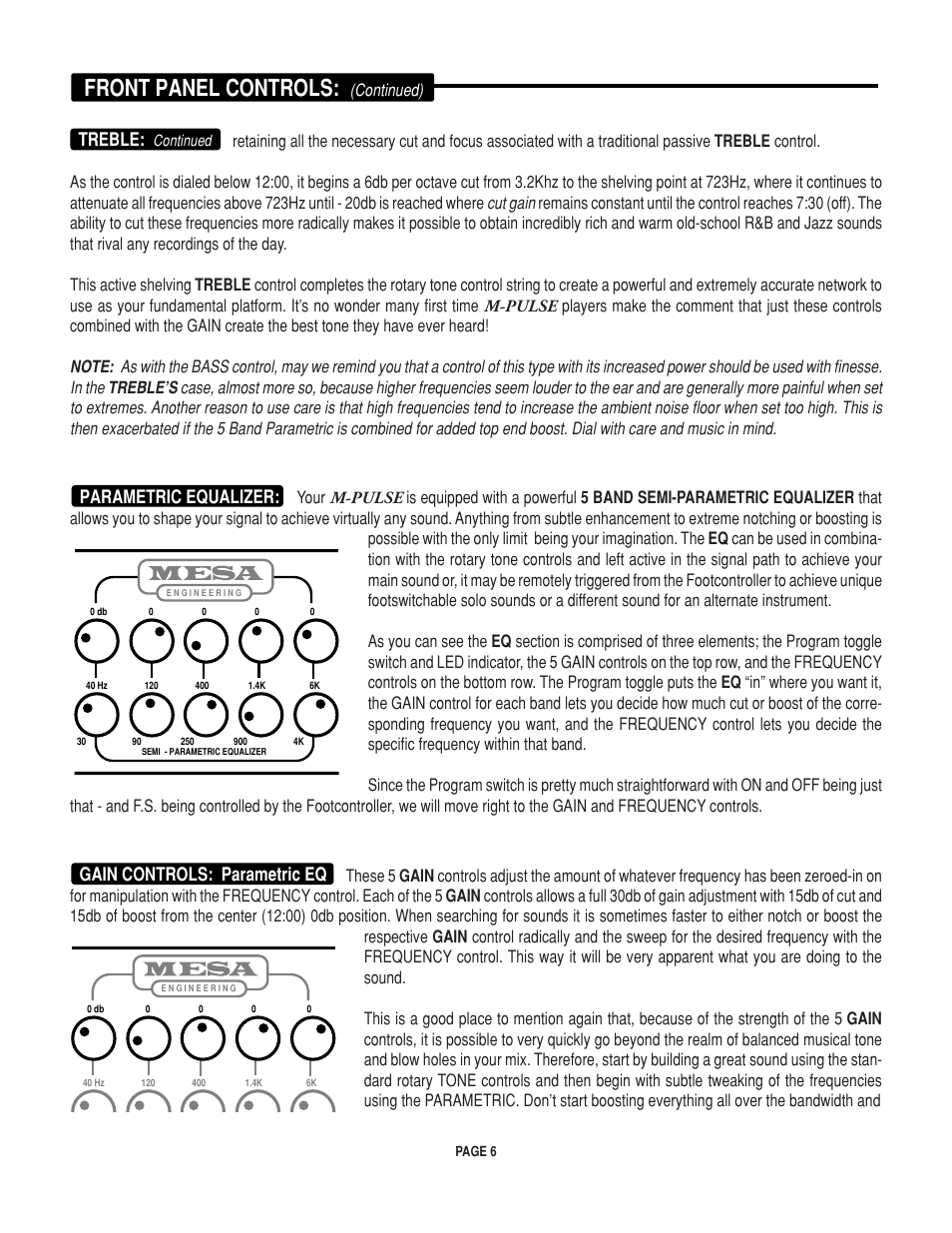 Front panel controls | Mesa/Boogie M-pulse Simul State Bass Amplifier User Manual | Page 10 / 24