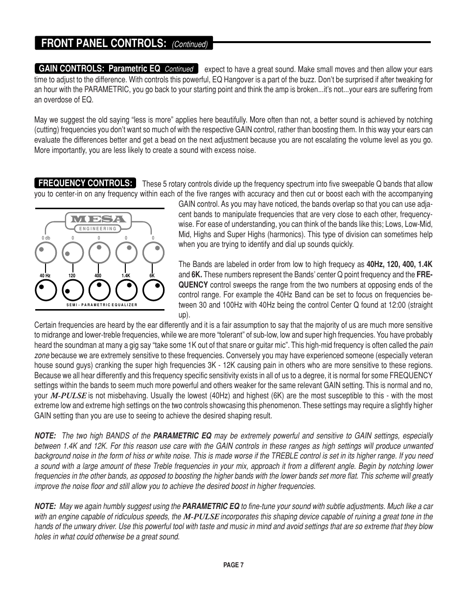 Front panel controls | Mesa/Boogie M-pulse Simul State Bass Amplifier User Manual | Page 11 / 24