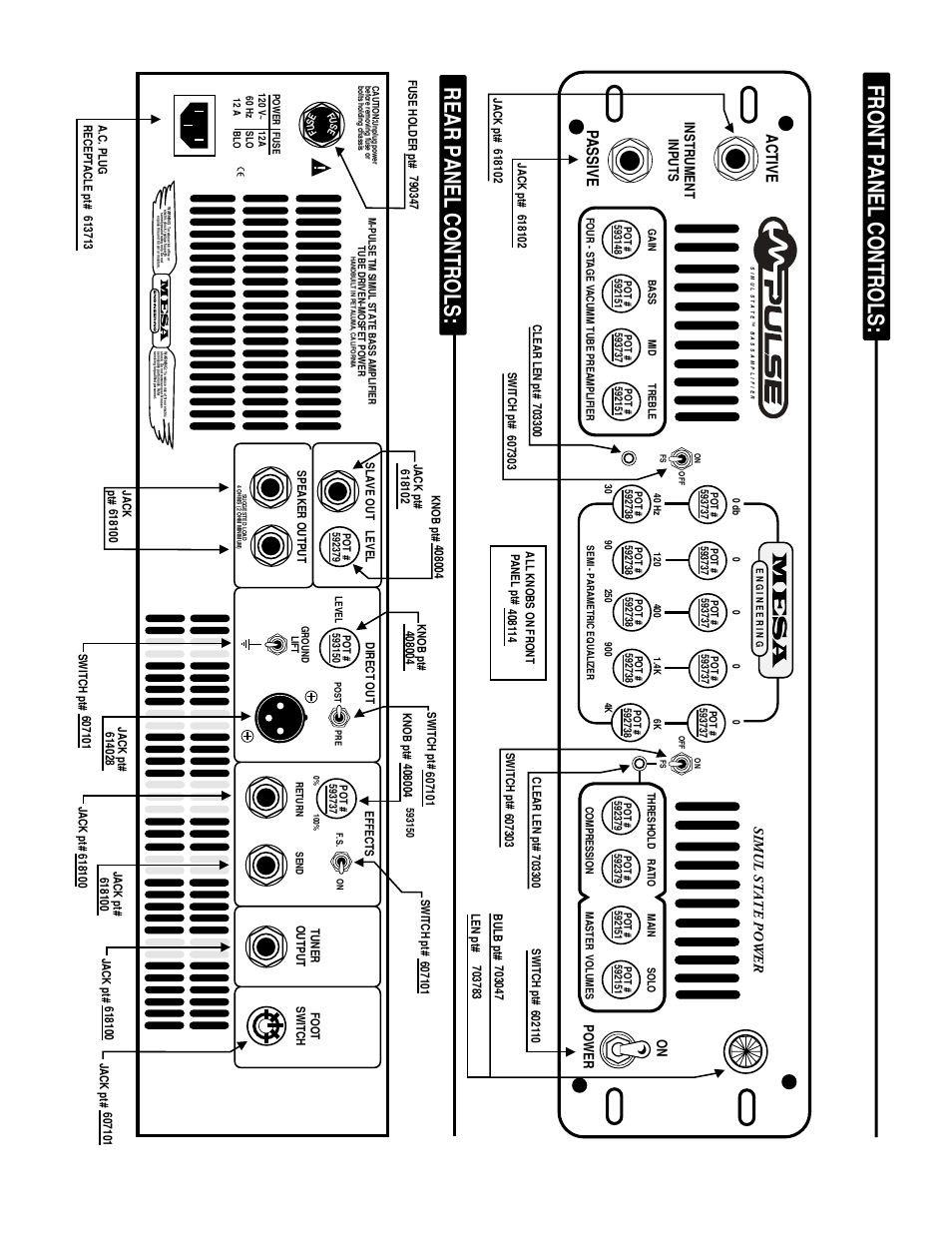 Rear panel controls, Front panel controls, Passive active | Instrument inputs, On power, Simul state power | Mesa/Boogie M-pulse Simul State Bass Amplifier User Manual | Page 22 / 24