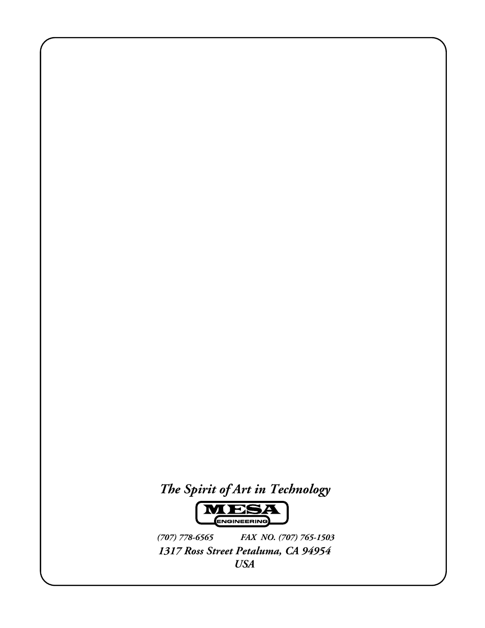 The spirit of art in technology | Mesa/Boogie M-pulse Simul State Bass Amplifier User Manual | Page 24 / 24
