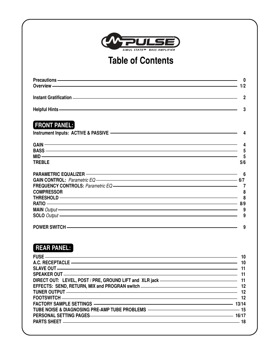Mesa/Boogie M-pulse Simul State Bass Amplifier User Manual | Page 3 / 24