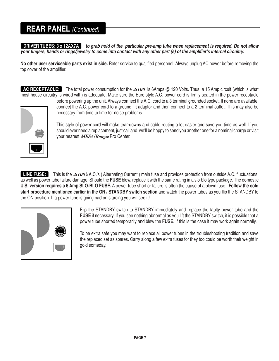 Rear panel, Continued) | Mesa/Boogie Rectifier Stereo User Manual | Page 11 / 29