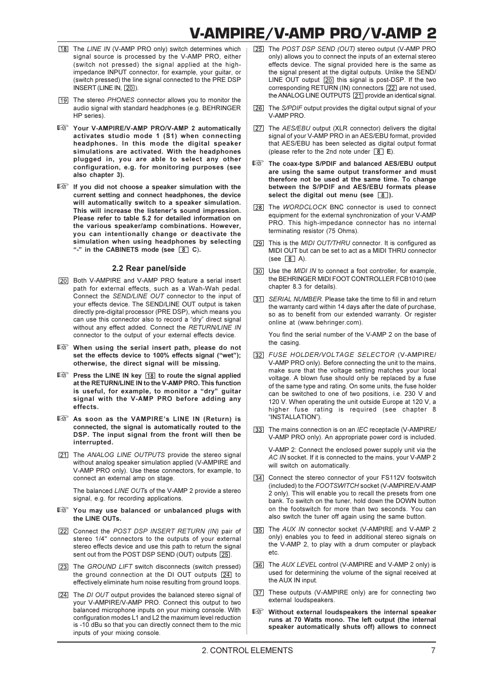 V-ampire/v-amp pro/v-amp 2 | Mesa/Boogie V-AMPIRE User Manual | Page 7 / 19