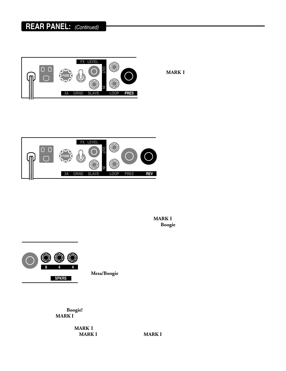 Rear panel, Continued) | Mesa/Boogie MARK 1 User Manual | Page 11 / 30