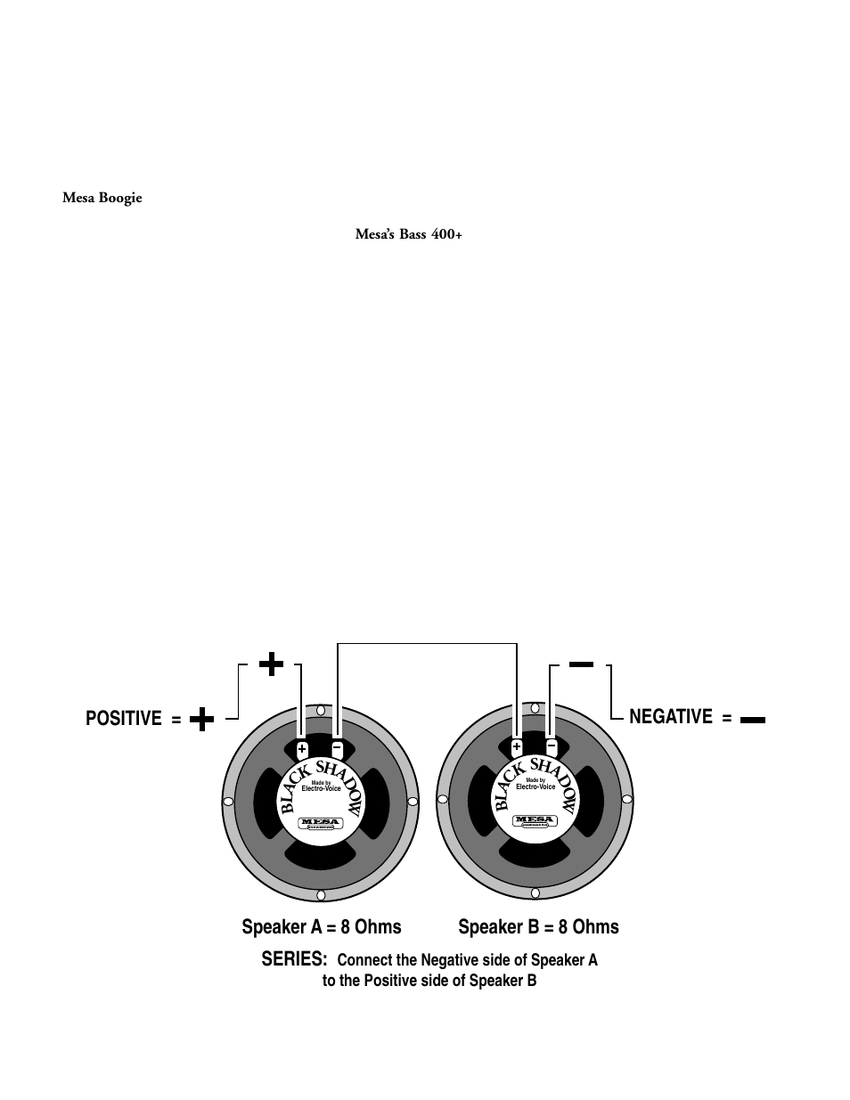 Speaker a = 8 ohms speaker b = 8 ohms series, Positive = negative | Mesa/Boogie MARK 1 User Manual | Page 16 / 30