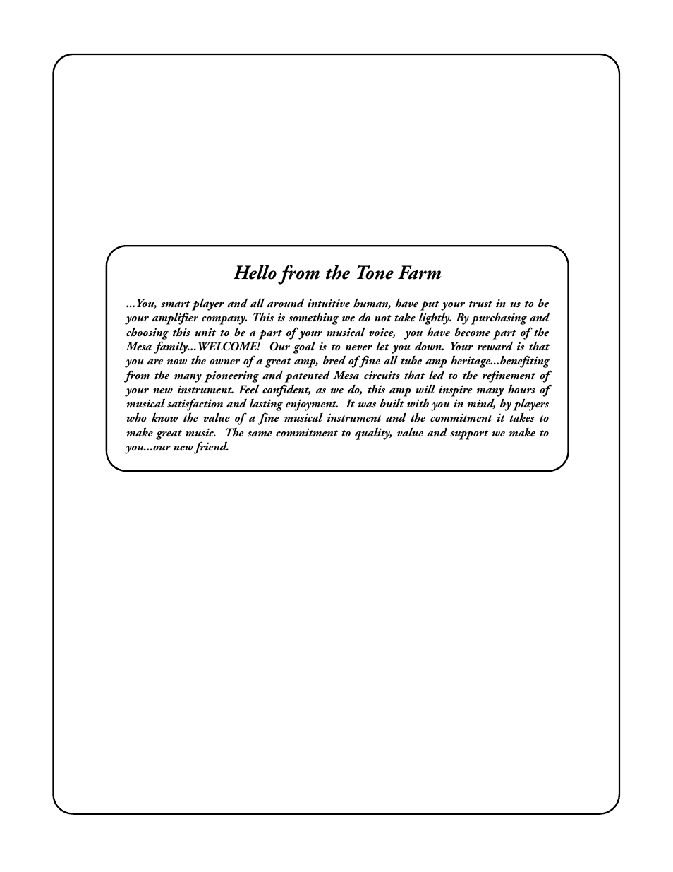 Hello from the tone farm | Mesa/Boogie MARK 1 User Manual | Page 2 / 30
