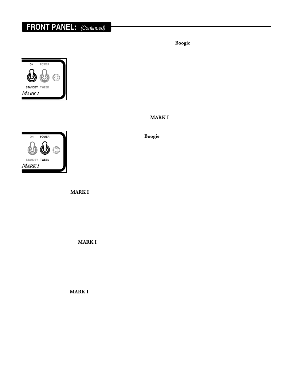 Front panel | Mesa/Boogie MARK 1 User Manual | Page 8 / 30