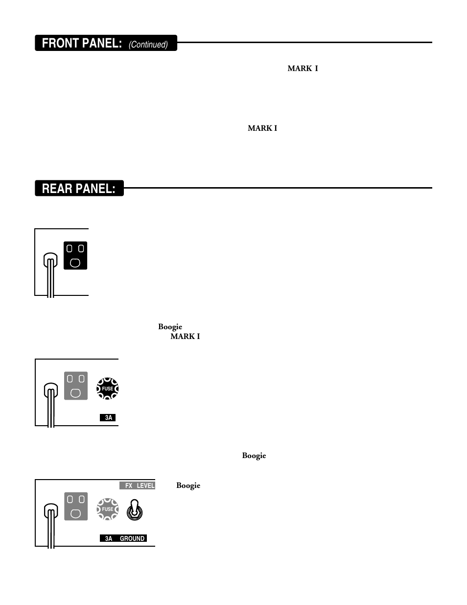 Rear panel, Front panel | Mesa/Boogie MARK 1 User Manual | Page 9 / 30