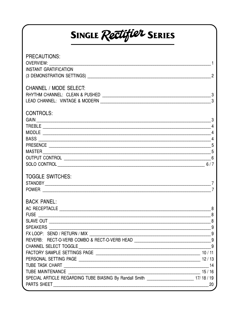 Mesa/Boogie SOLO 50 User Manual | Page 3 / 28