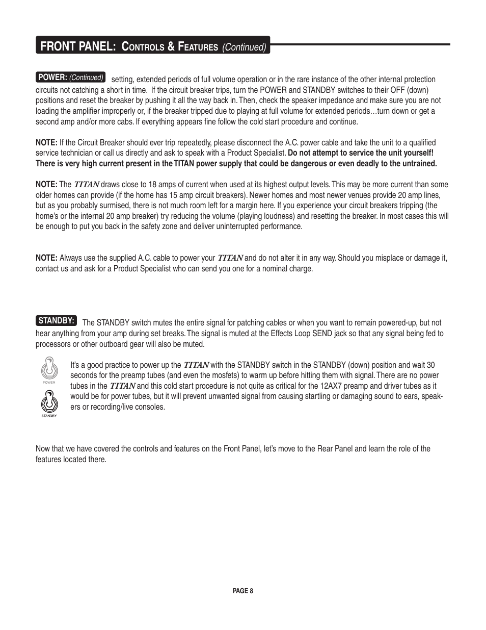 Front panel: c | Mesa/Boogie TITAN V-12 User Manual | Page 12 / 22