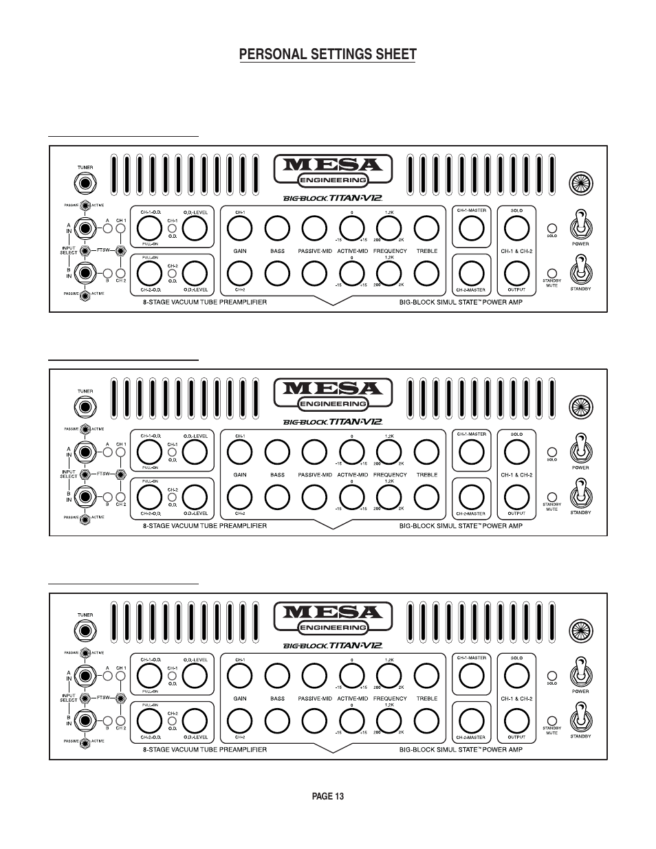 Personal_settings_sheet | Mesa/Boogie TITAN V-12 User Manual | Page 17 / 22