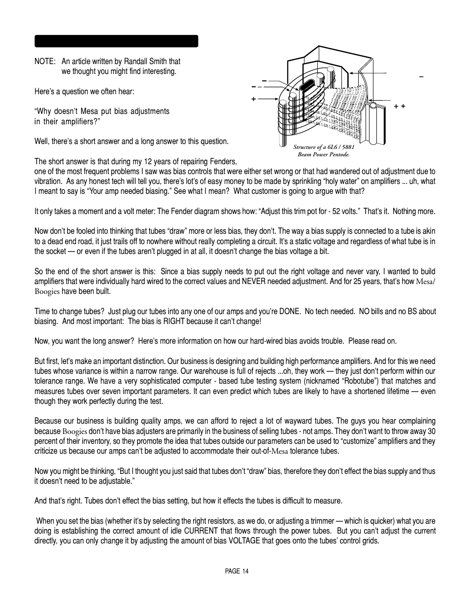 Bias adjustment: (part of a continuing series) | Mesa/Boogie DC5 User Manual | Page 18 / 23